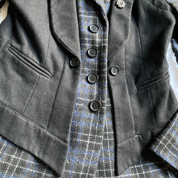 Guess Jacket Pea Coat Plaid Wool Blend Button Front Y2K Lined Women’s Sz Medium - Picture 6 of 15